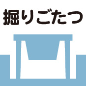 掘りごたつ席　ロースター設置例